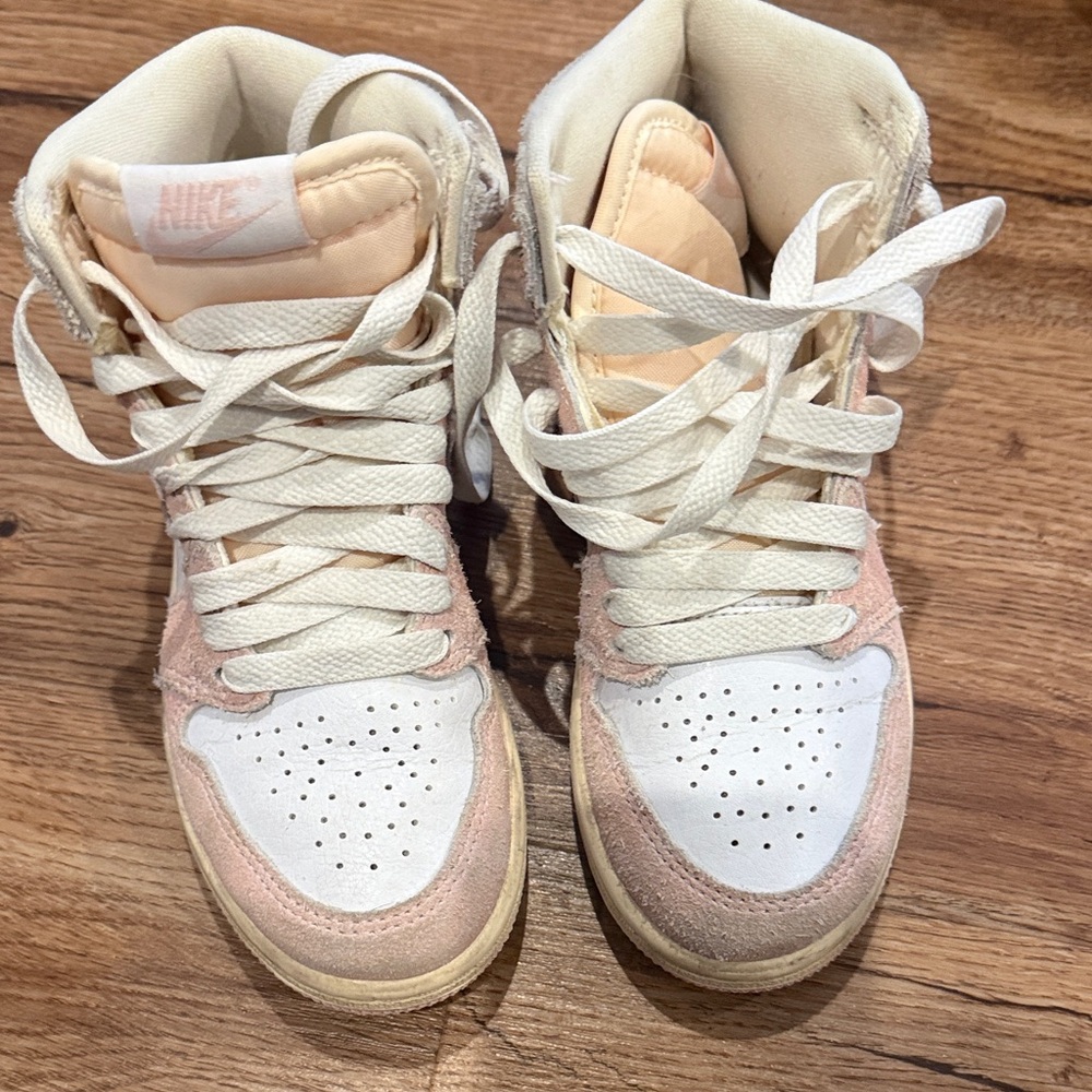 Jordan Nike High-Top Sneakers in White and Blush